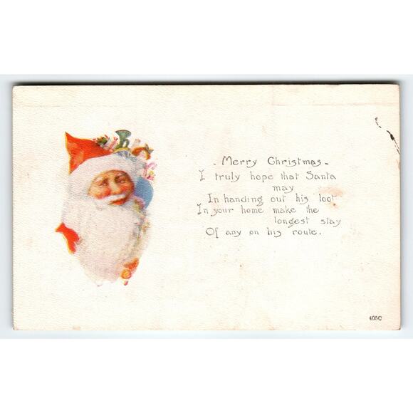 Vintage 1923 Santa Claus Christmas Postcard with Holiday Greeting - Picture 1 of 2